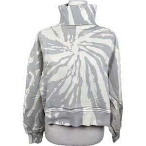 525 America Turtleneck Dolman Sleeves Sweatshirt Silver White Tiger Stripes Sz S